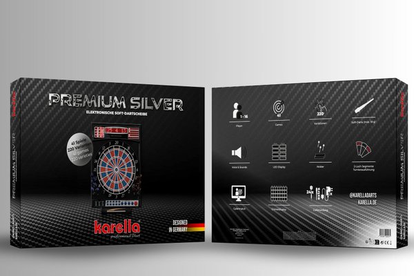 Dartautomat Karella Premium Silver exakte Turniermaße 2 Zonen Bullseye 807501