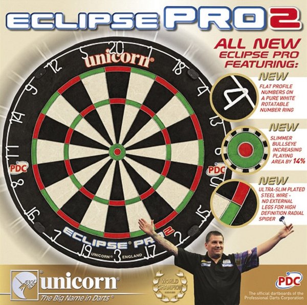 Dartboard Dartscheibe Unicorn Eclipse Pro2 Bristle Board Steeldart 79453